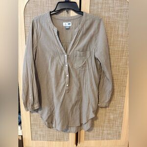 Women's old navy medium 100% cotton Brown Button-Up Tunic minimalist